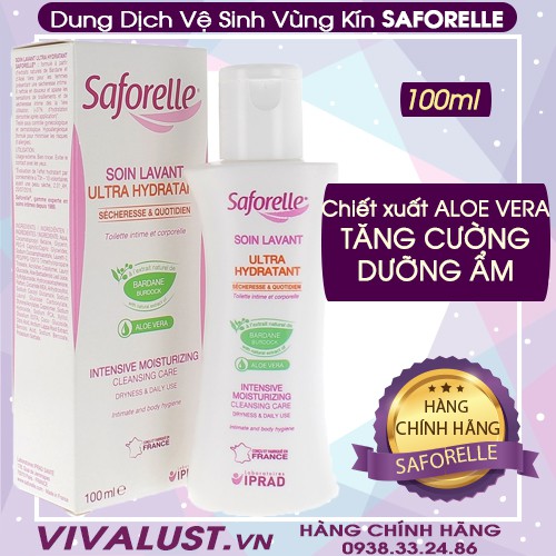 Dung Dịch Vệ Sinh SAFORELLE Intensive Moisturizing Cleansing Care 100ml - Chiết Xuất Aloe Vera Tăng Cường Dưỡng Ẩm