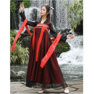 Hán phục cổ trang - Trang phục váy đen đỏ