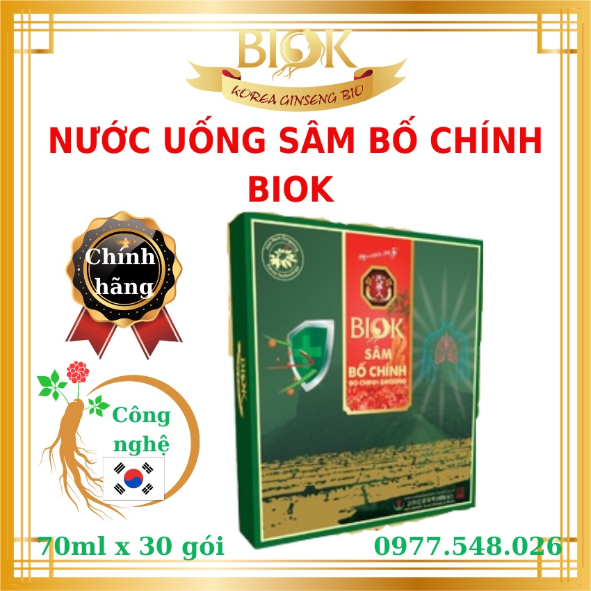 Nước uống sâm Bố Chính tăng cường sức khỏe BIOK 30 gói 70ml, Tinh chất sâm bồi bổ khí huyết, Hộp quà biếu người lớn tuổi