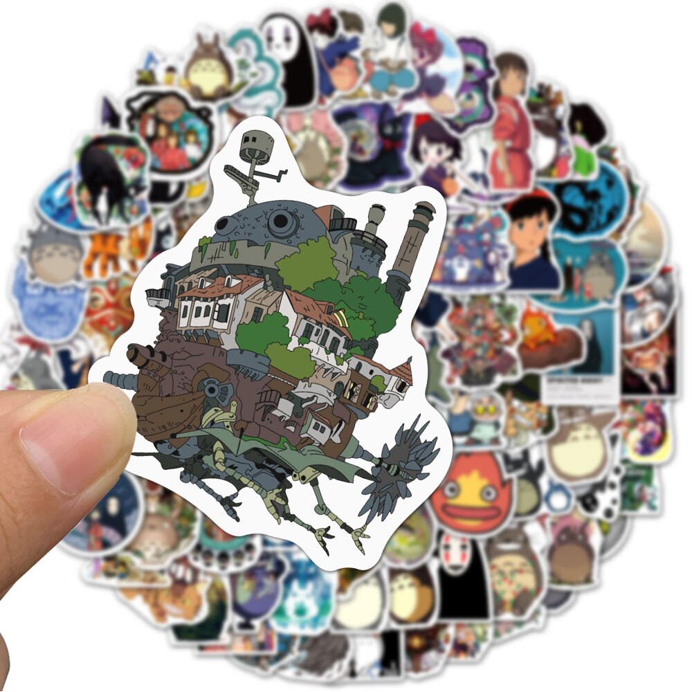 100 Miếng dán trang trí điện thoại/ va li/ ván trượt dòng Hayao Miyazaki tiện dụng