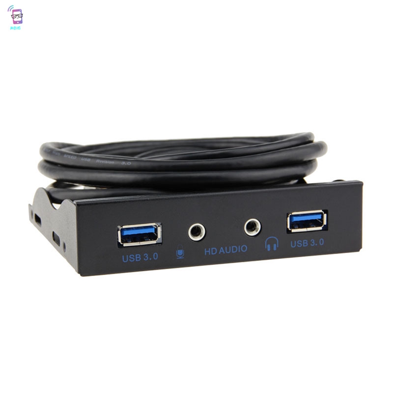 MG USB 3.0 2-Port 3.5 Inch Metal Front Panel USB Hub with 1 HD Audio Output Port+1 Microphone Input Port @vn