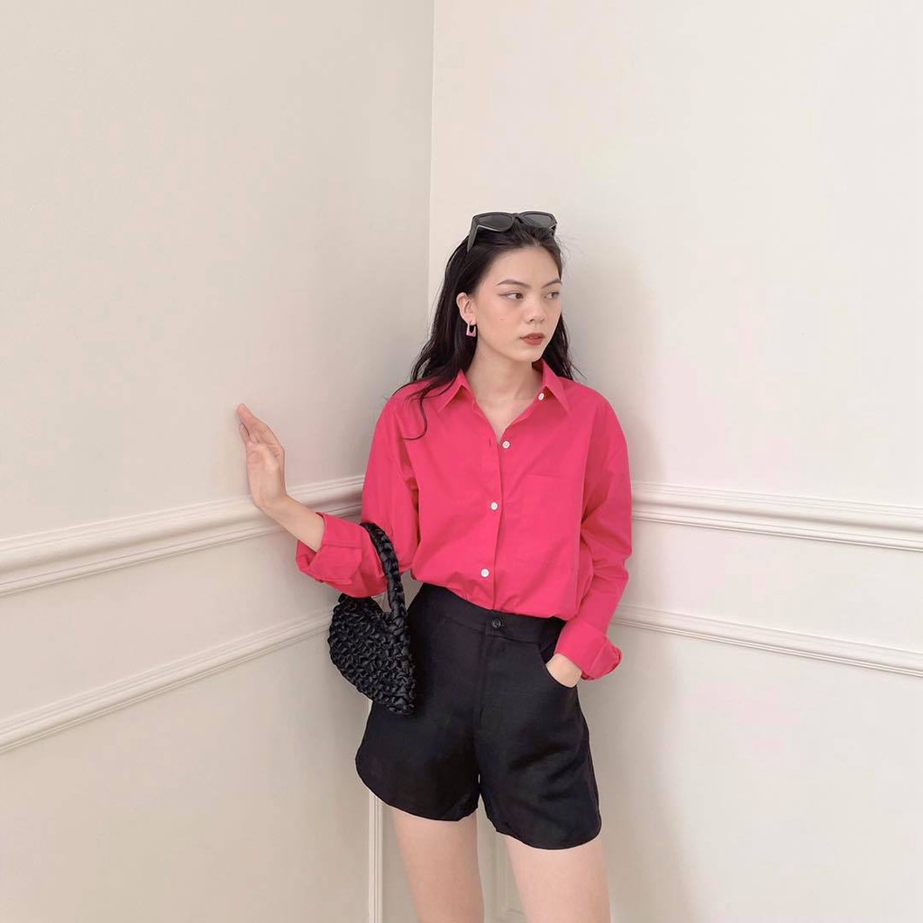 Nosbyn - Áo Sơmi Nữ Dài Tay Dáng Rộng - Oversized Cotton Shirt