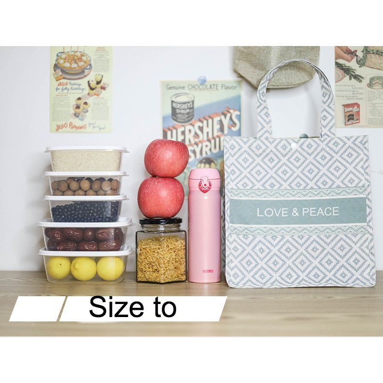 Túi đựng cơm trưa, túi đựng thức ăn Vintage cao cấp chất liệu chống thấm nước, có 2 kích thước để lựa chọn-LP