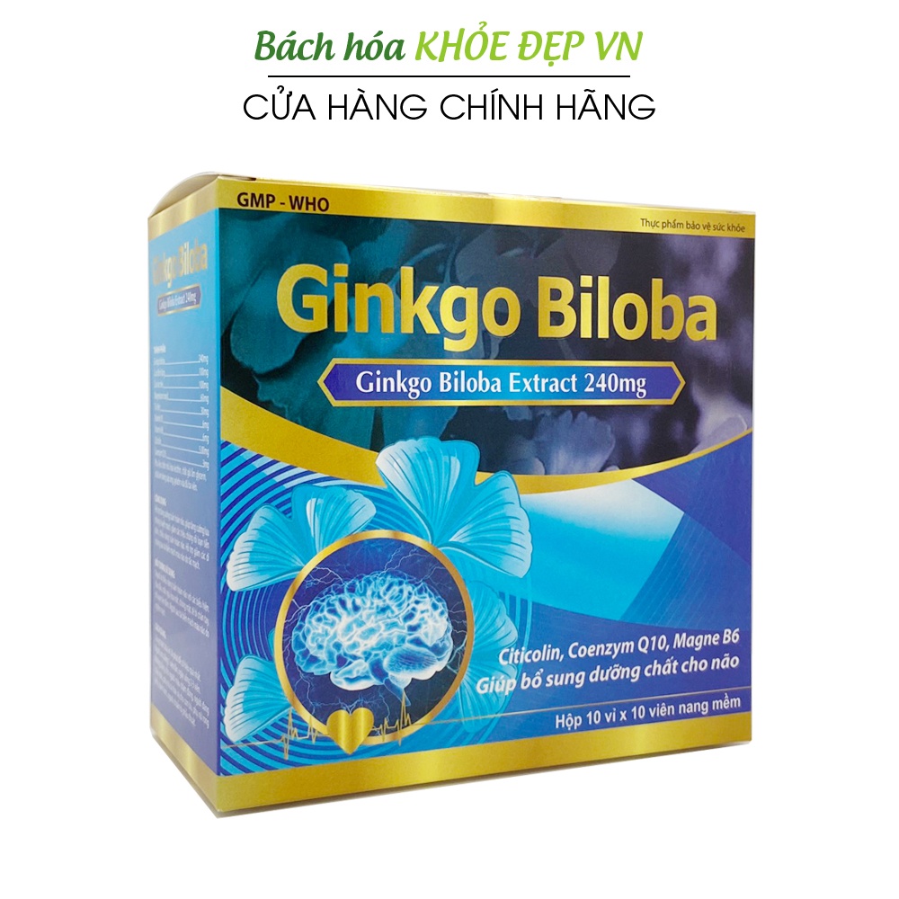 Hoạt huyết dưỡng não Ginkgo Biloba Extract 240mg - 100 viên [Ginkgo Biloba Xanh da trời]