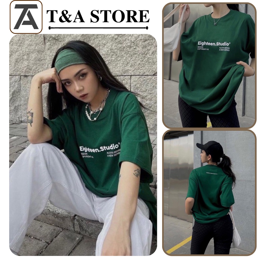 Áo Thun Tay Lỡ Xanh Lá EIGHTEEN Nam Nữ Phong Cách Ulzzang Unisex T&A Store