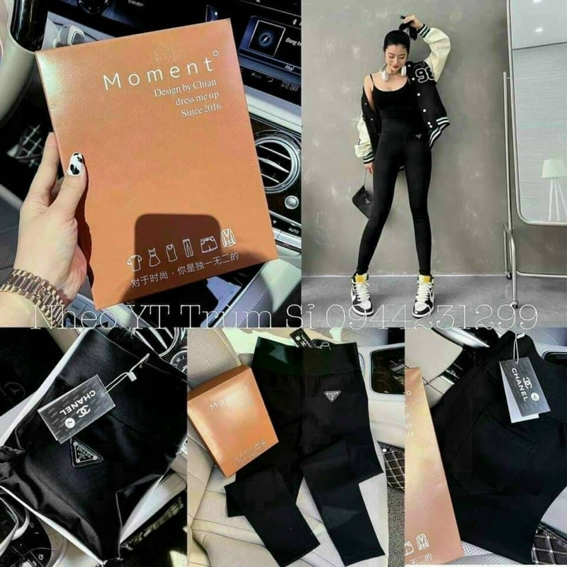 QNU144 - QUẦN LEGGING NỮ ĐEN CẠP CAO PRADA HỘP VÀNG | BigBuy360 - bigbuy360.vn