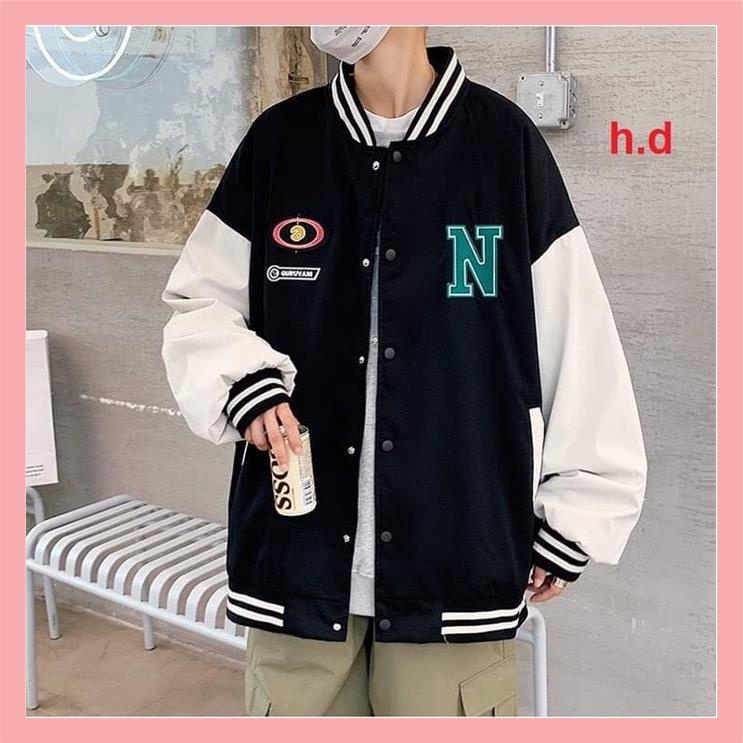 Áo Bomber Nam Nữ N, H nốt nhạc☘️Chất nỉ cotton tàu dầy đẹp mịn ko xùKhoác nam nữ Unisex thu đôngJacket bóng chày Trend