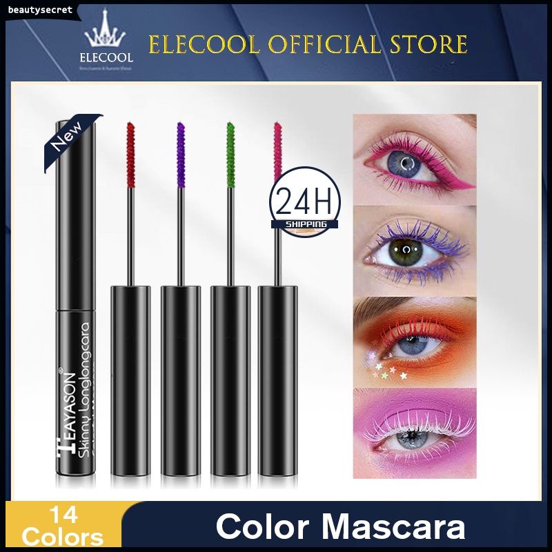 Mascara TEAYASON 6 màu tùy chọn giúp làm cong và dày mi với thiết kế vỏ kim cương độc đáo
