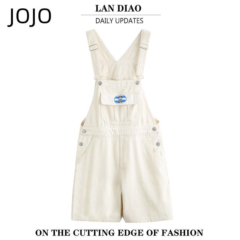 Quần Yếm Denim Lưng Cao Ống Rộng Thêu Họa Tiết Thời Trang Cho Nữ