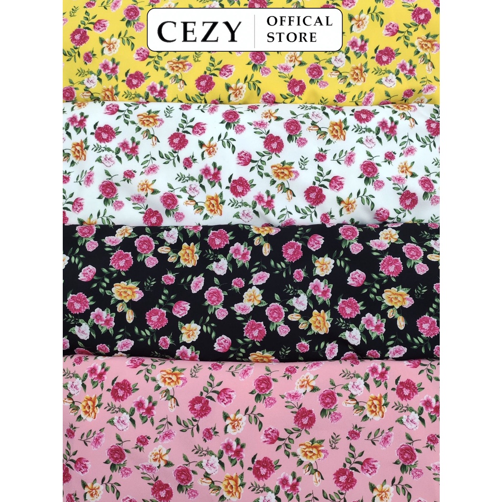 Đầm hoa nhí cổ vuông tay phồng dây thắt nơ eo có size bigsize CEZY D95 | BigBuy360 - bigbuy360.vn