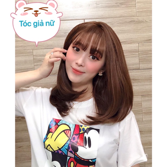 Tóc giả nữ nguyên đầu cúp 35cm, tặng kèm lưới trùm, 6104