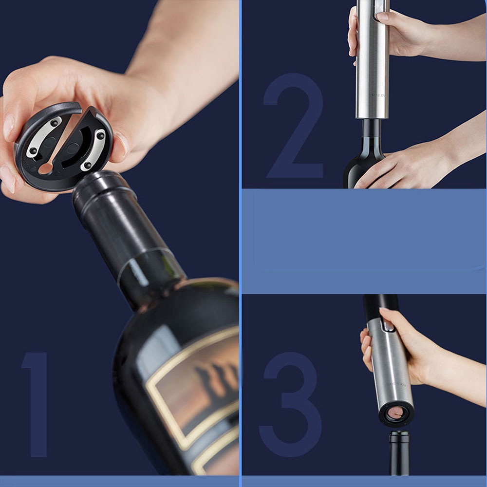 Uareliffe 2 In 1 Electric Wine Bottle Opener Portable Beer Opener