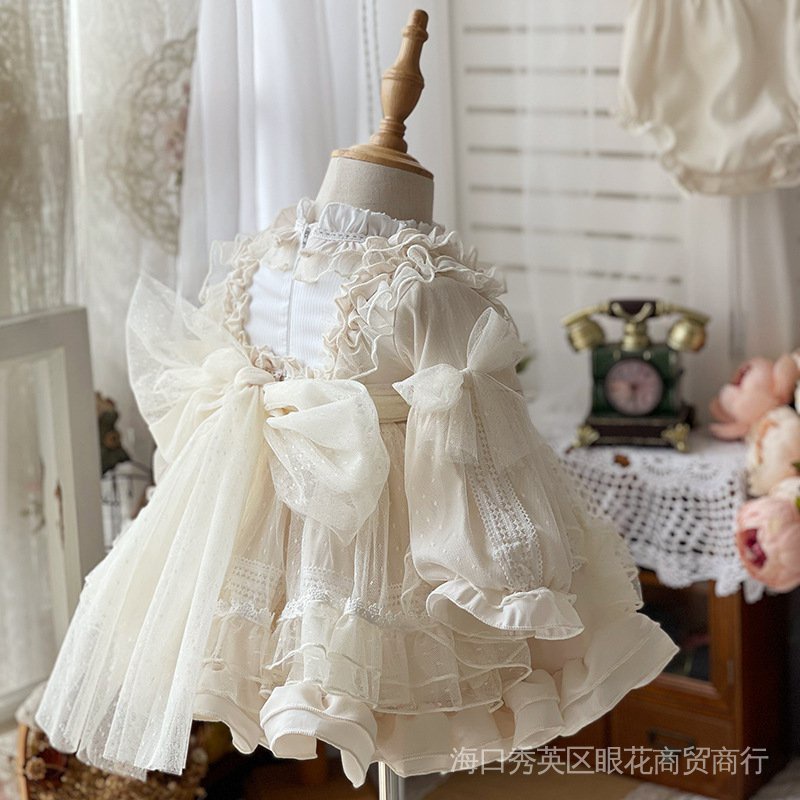 Đầm Công Chúa Tay Dài Phồng Phong Cách Lolita Thời Trang Thu Đông Cho Bé Gái