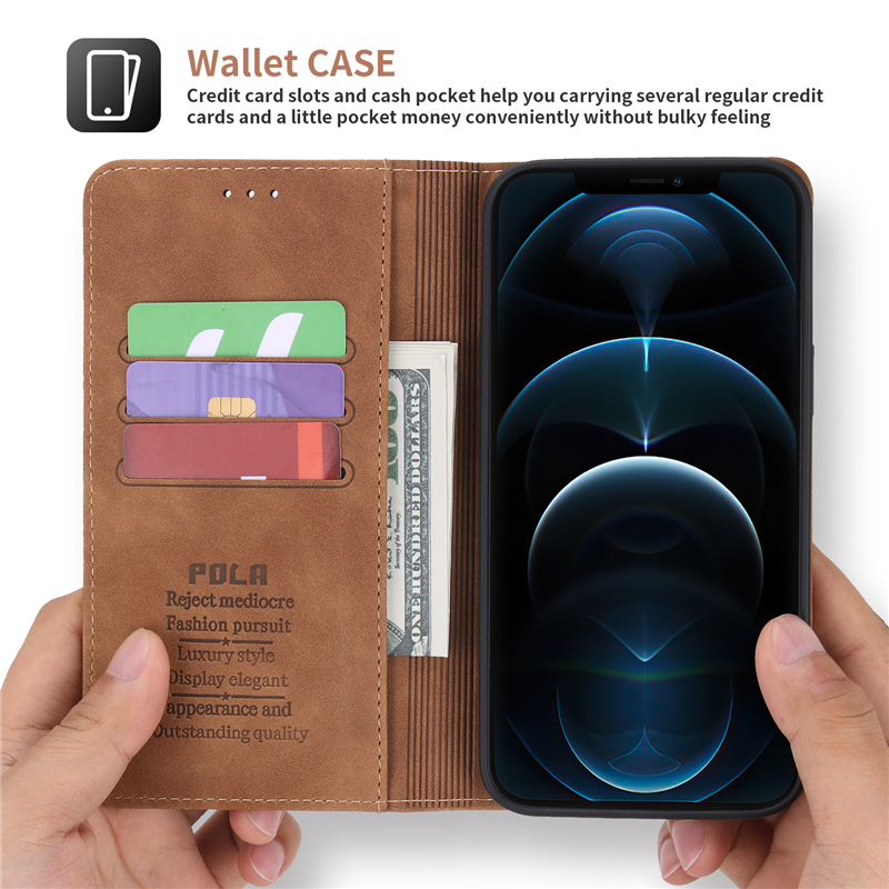 Bao da điện thoại kiểu ví phong cách retro cho IPhone 14 13 12 Mini 11 Pro X/XS Max XR I8 I7 I6S Plus Se 2020