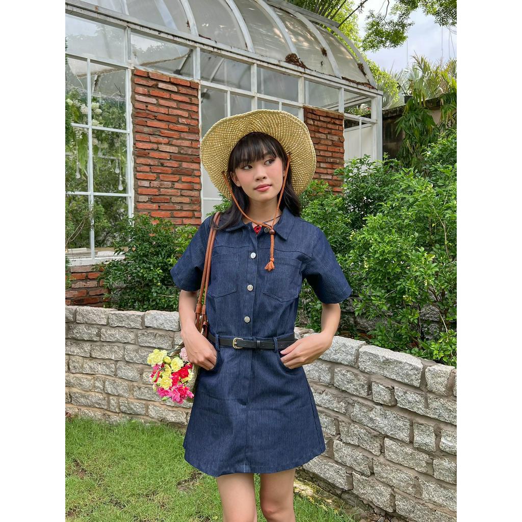 Đầm tay ngắn cổ sơmi có nhấn eo BRIONA DRESS