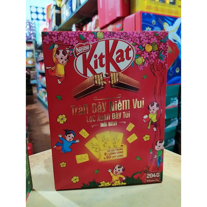 Hộp quà tết kitkat vị trà xanh , vị socola ( sỉ đồ ăn )