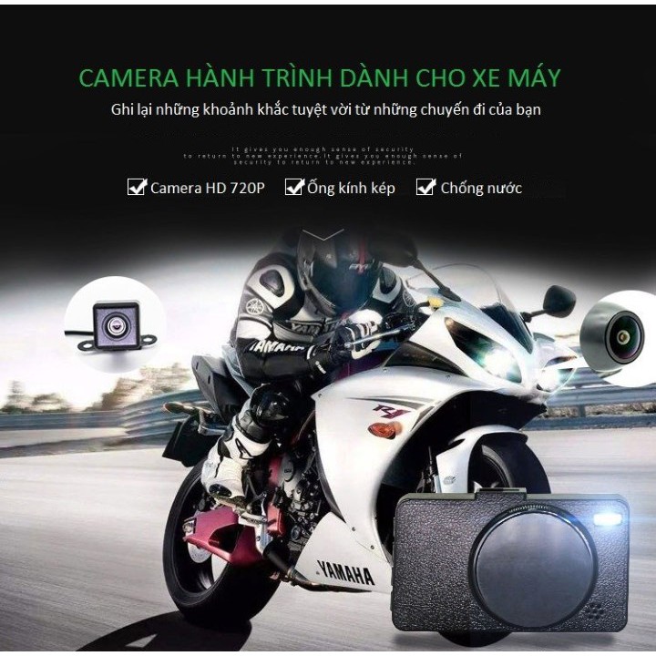 Camera Hành Trình Dành Cho Xe Máy Kèm 2 Camera Sau Chống Nước Cao Cấp Mt208 - Quay Lưu Thẻ Nhớ