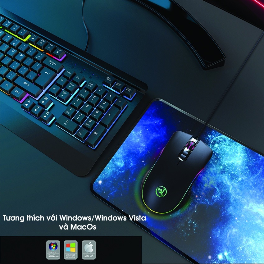 Chuột gaming máy tính có dây GGear HXSJ A867 led RGB 6400dpi bền bỉ cho game thủ cho laptop PC