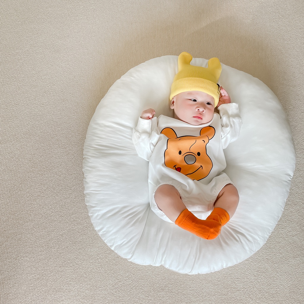 Bộ áo liền quần tay dài in họa tiết hoạt hình dễ thương thời trang mùa thu cho bé sơ sinh