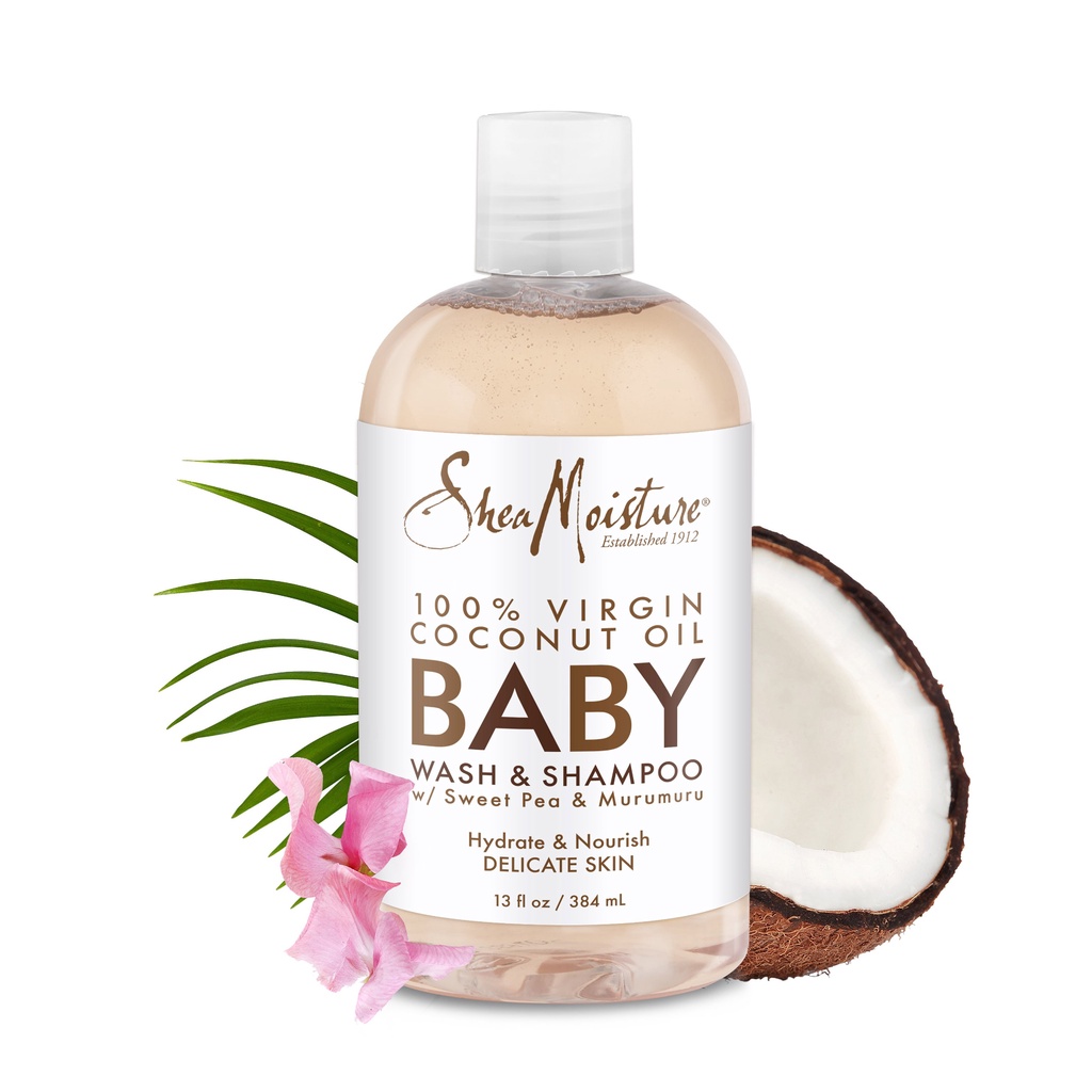 Bill US - Sữa tắm gội 2in1 cho baby SheaMoisture Shea Moisture 100% Virgin Coconut Wash &amp; Shampoo 384ml - da mong manh