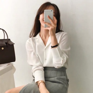 Áo Sơmi Nữ Dài Tay Cổ Vest Dáng Basic Nhiều Màu Áo Sơmi Nữ Công Sở Thanh Lịch 2022