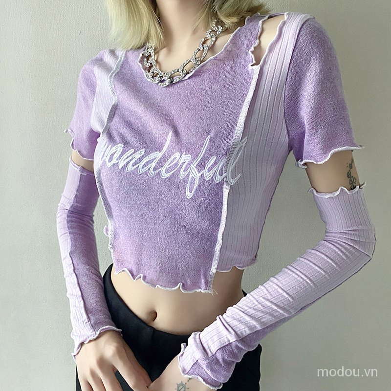 Áo thun nữ WEANIA tay ngắn thêu chữ màu sắc trẻ trung