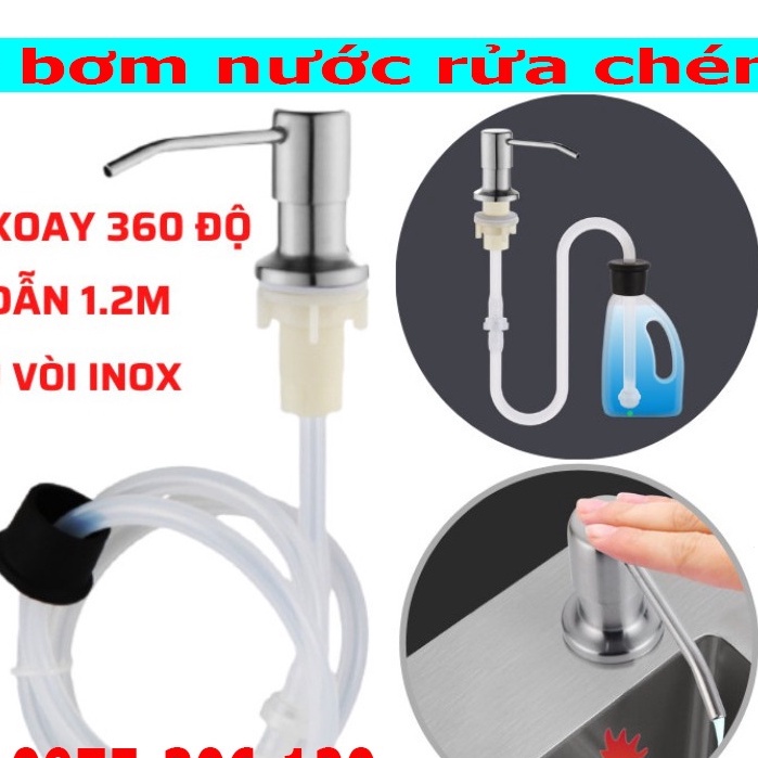 Bơm hút dầu rửa bát, xà phòng có vòi xịt tiện lợi, gắn chìm dưới bồn rửa tạo tính thẩm mĩ cao cho không gian bếp