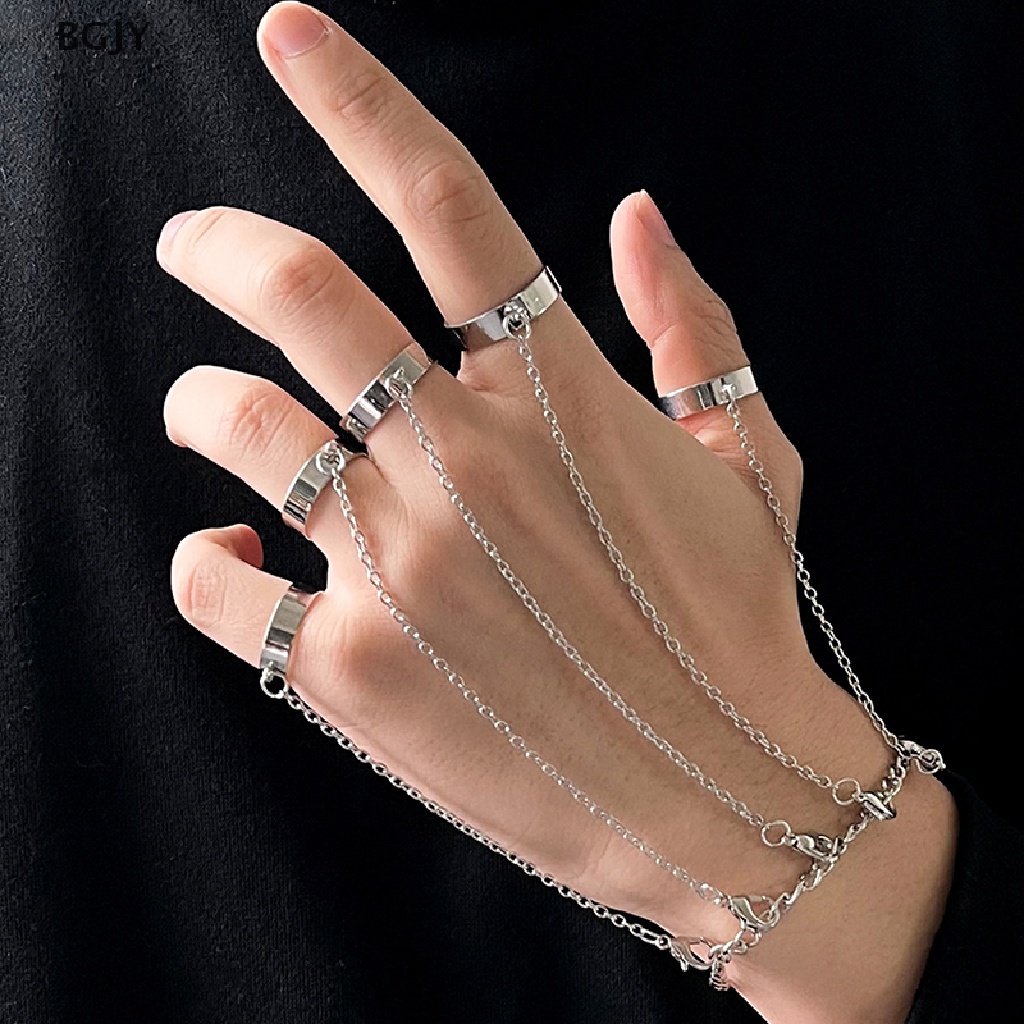 BGJY Punk Geometric Chain Wrist Bracelet For Women Men Ring Charm Set Couple Jewelry NEW