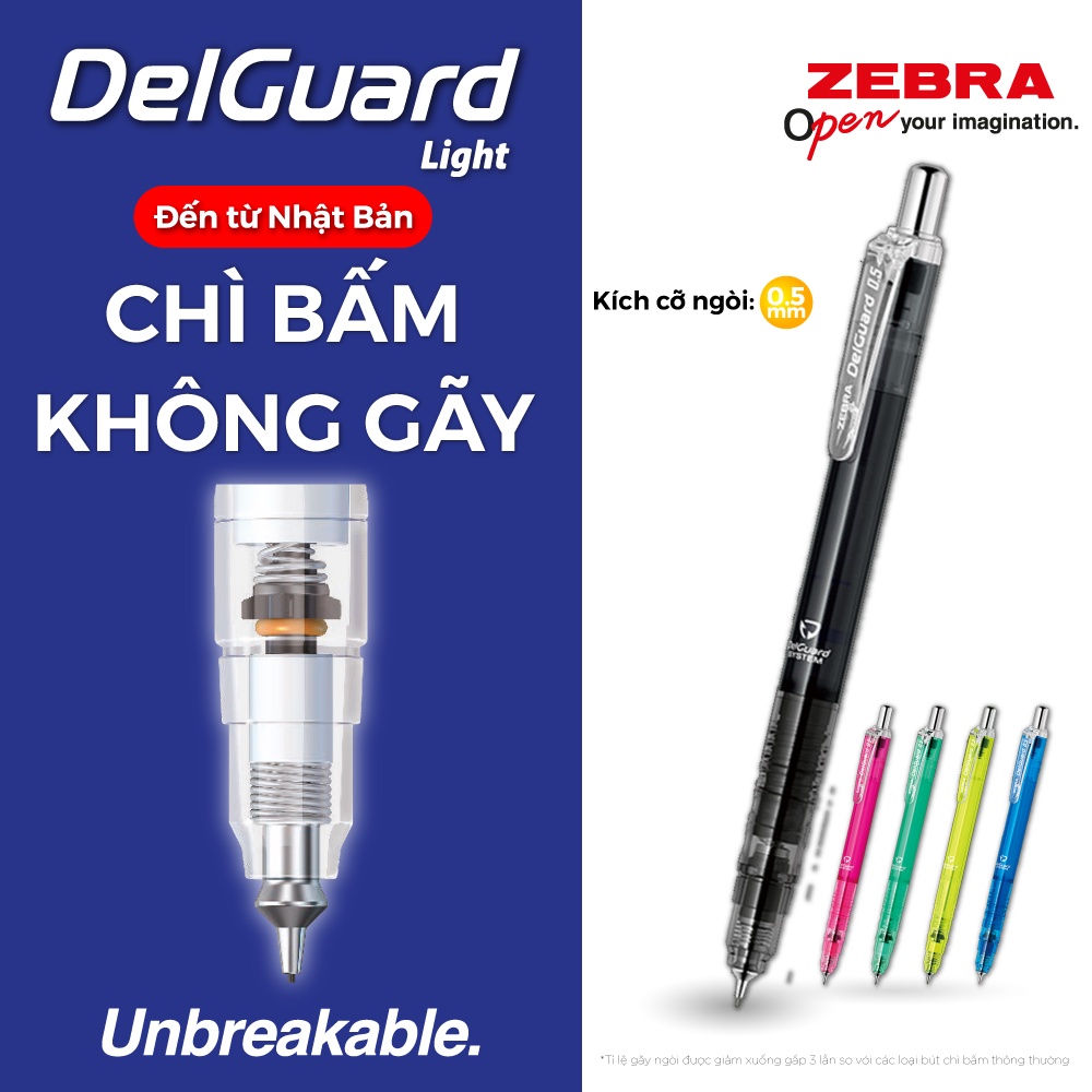 Viết Chì bấm không gãy Zebra Delguard Light 0.5mm [Chính hãng]