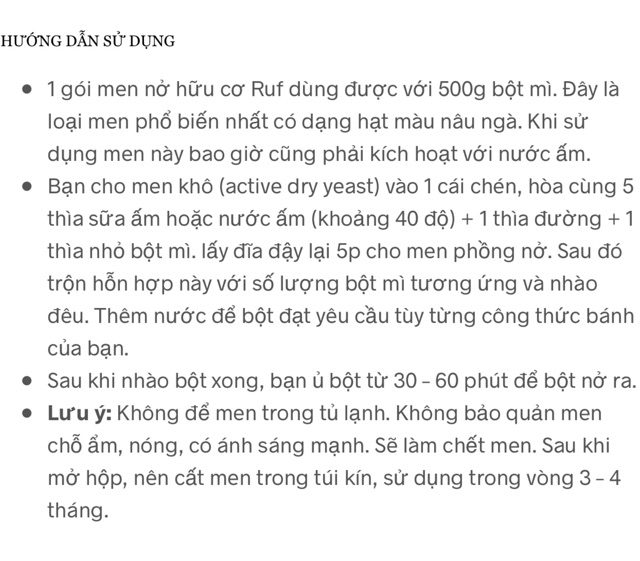 Men nở hữu cơ Ruf 9g (Bao bì mới)