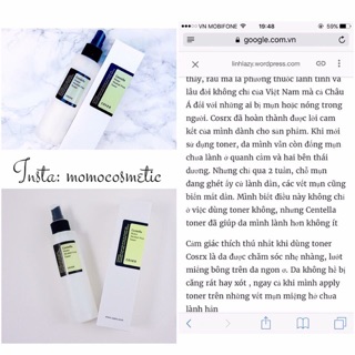 Toner rau má Centella Water Alcohol-Free Cosrx