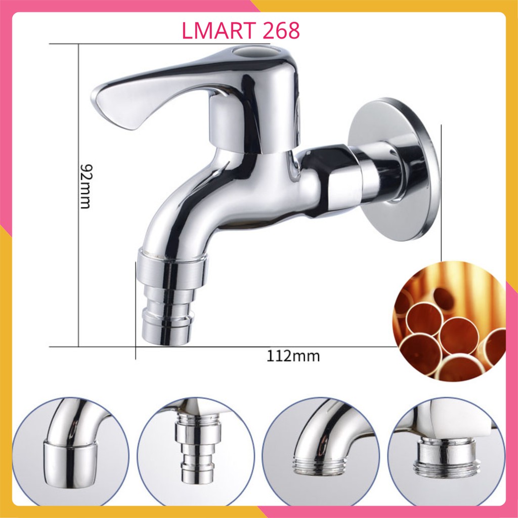 [Bảo hành 36t] Vòi hồ xả nước thân đồng mạ chrome & Niken kết hợp máy giặt( Nước Cực Khỏe)