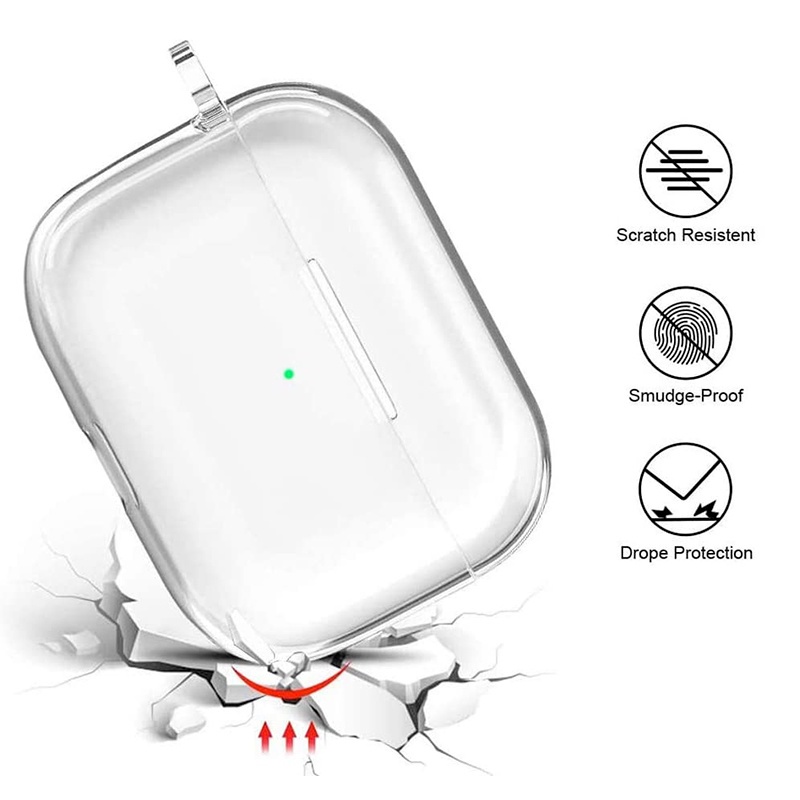 Vỏ bảo vệ hộp sạc tai nghe Compatible for Airpods 3 bằng TPU trong suốt kèm móc khóa tiện dụng