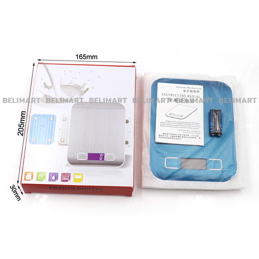 Cân điện tử nhà bếp tiểu ly, cân thực phẩm bằng thép không gỉ loại 5kg-1g và 10kg-1g Beli BL027