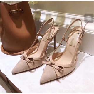 Giày vltn gót nhọn mũi nơ da lộn lẻ size