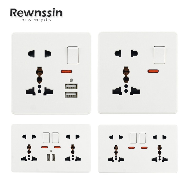 Ổ Cắm Điện 2 Pin 3 Chấu Lm Series-5 Lỗ 13a Với Cổng Usb 2.1a