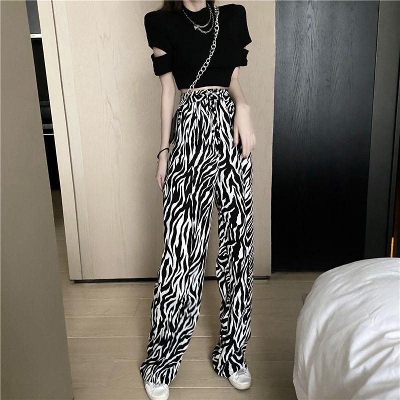 quần ống rộng Lưng Cao Màu Nhuộm Thời Trang Mùa Hè Hàng Mới Dành Cho Nữ