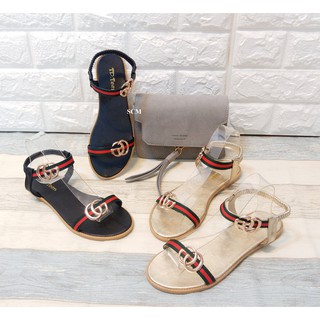 SALE-Giày sandal 2 quai sọc G.C | giày sandal đế bệt nữ