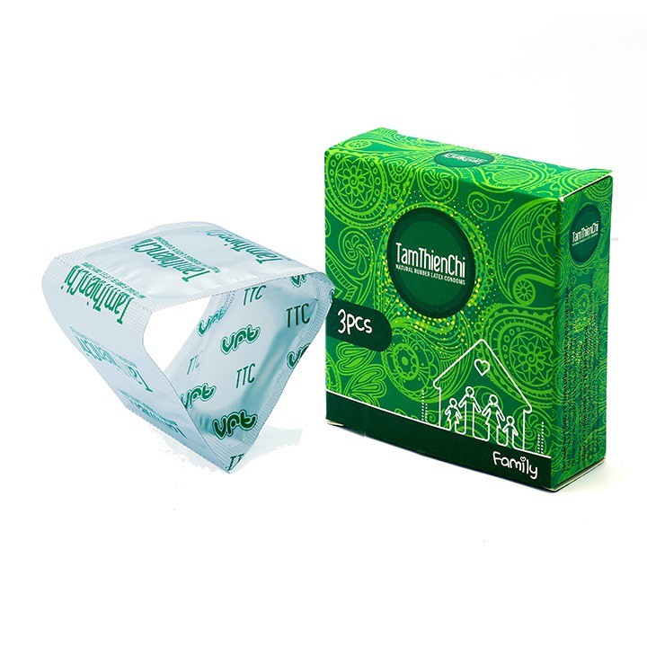 Bao cao su Gia Đình Tâm Thiện Chí Family siêu mỏng nhiều gel bôi trơn hộp 3 chiếc