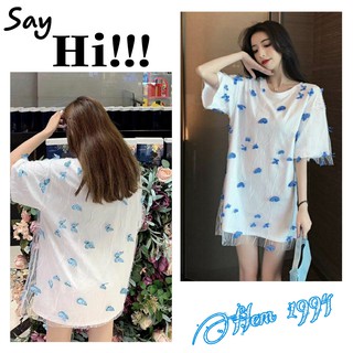 Áo thun lưới ren 3 chiều, áo kiểu nữ cao cấp đính bướm
