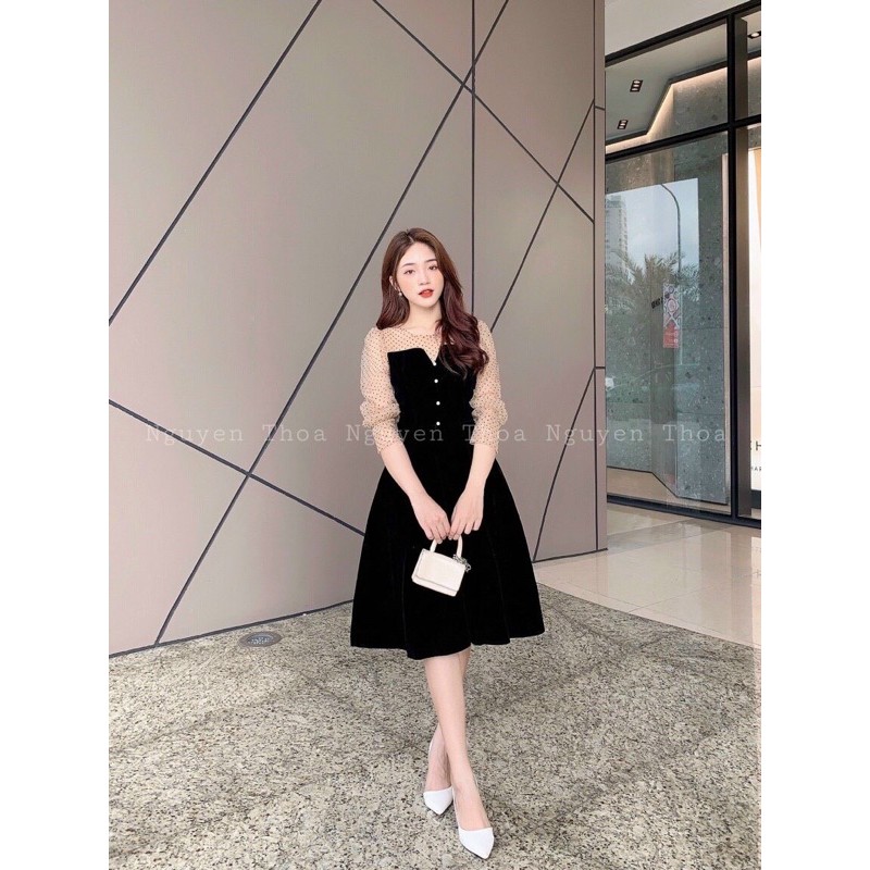 váy nhung phối cổ bi VNS0121024 | BigBuy360 - bigbuy360.vn