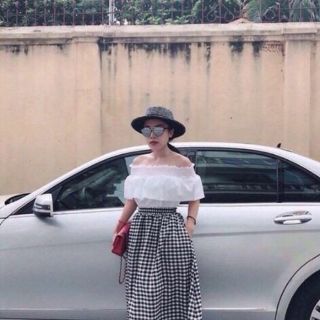 Set áo voan kèm cv caro siêu đẹp