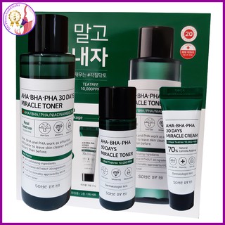 Nước hoa hồng ngăn ngừa mụn aha set 3 món