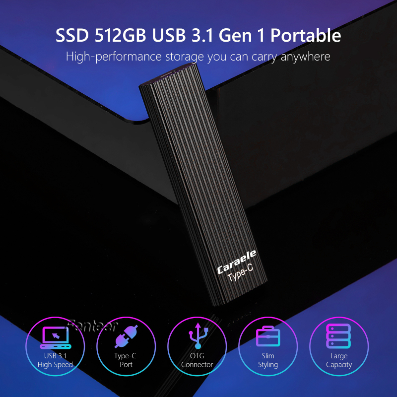 Ổ Cứng Ngoài Ssd 500gb Usb 3.1 Gen-1 Usb-C Mang Đi Tiện Dụng