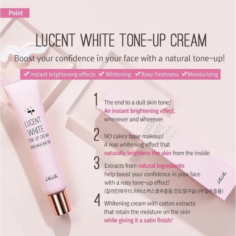 Kem dưỡng trắng nâng tone da RiRE Lucent White tone up Cream