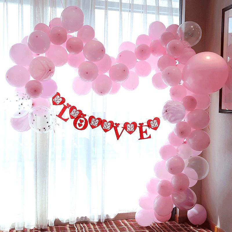 Bóng bay màu đỏ lựu trang trí đám cưới cầu hôn tỏ tình