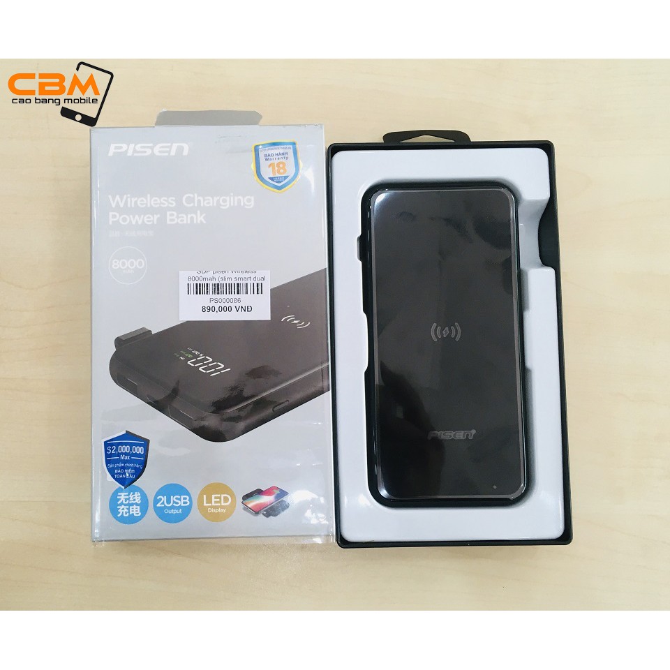 Sạc dự phòng không dây Pisen Wireless Charging Power Bank 8000mah