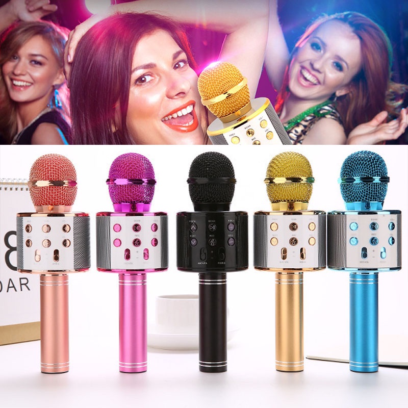 Micro Hát Karaoke kiêm loa Bluetooth Không Dây WS 858 micro không dây micrô bluetooth