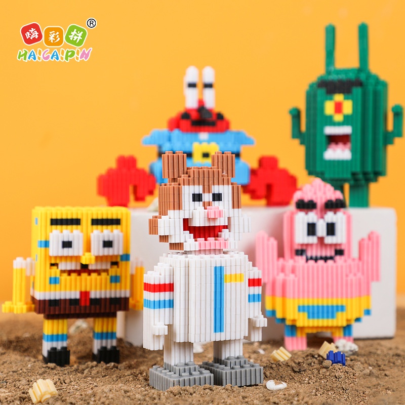 Đồ chơi lắp ráp, đồ chơi lắp ghép 3D mô hình nhân vật hoạt hình SpongeBob SquarePants Chú bọt biển tinh nghịch