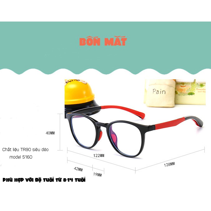 [Mã FARSSTGRE giảm 5K đơn bất kỳ] Gọng Kính Cận Tròn Nhựa Dẻo Trẻ Em 5160 (Tặng Khăn Hộp) | BigBuy360 - bigbuy360.vn